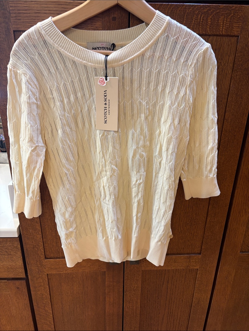 Scotch & Soda Cream Cable-Knit Crew Sweater